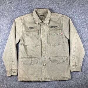 Stussy MFG Jacket Mens L Green Military HBT Tribe Blanket Lined Field Officer
